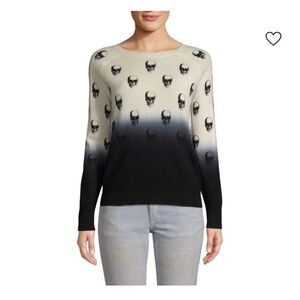 Skull Cashmere Dip Dye Skull Pattern Ombre Sweater